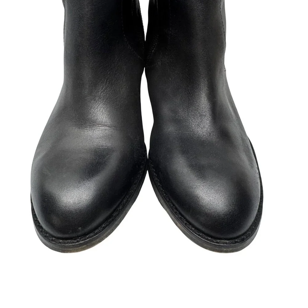 LOFT Black Leather Faux fur Knee high classic ridding boots Women's size 8M